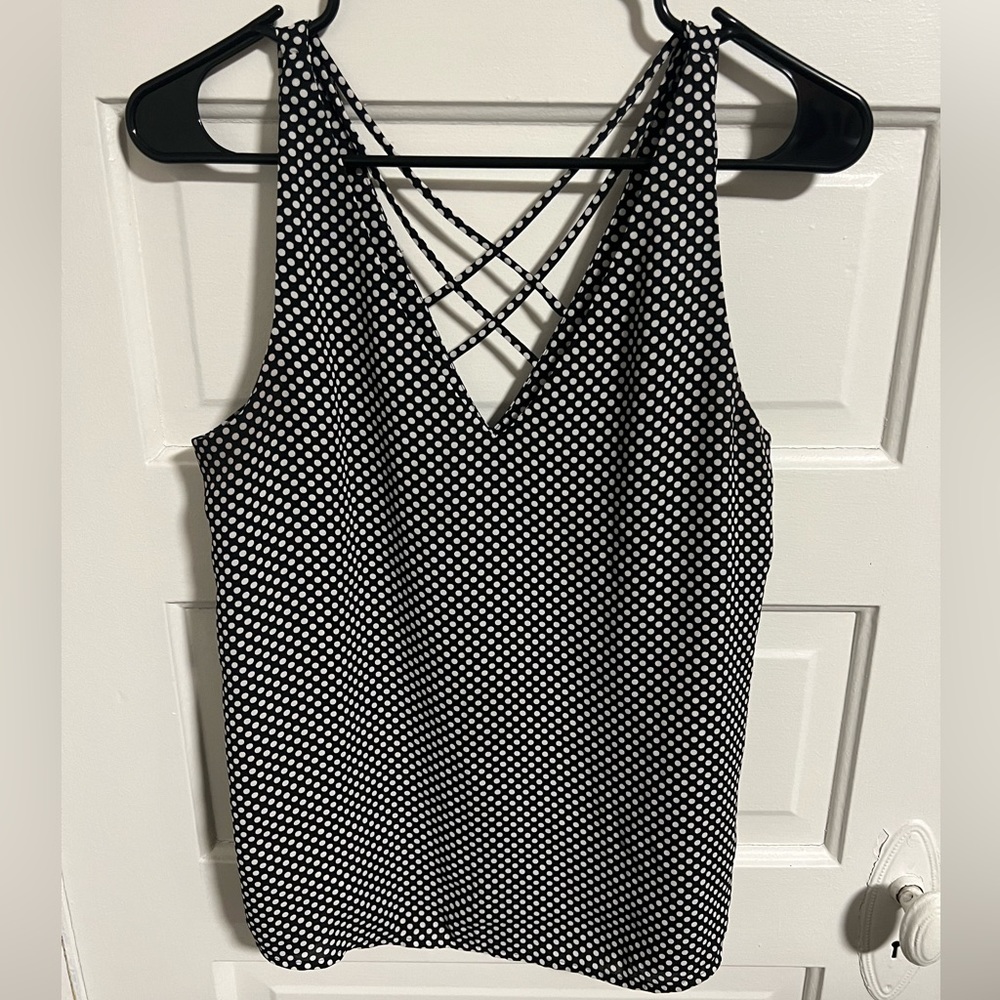 Black and White Express Polkadot Tank Top Size small petite